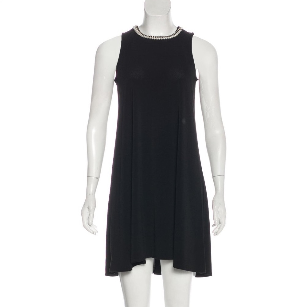 Karl Lagerfeld Pearl Embellished Mini Black Dress